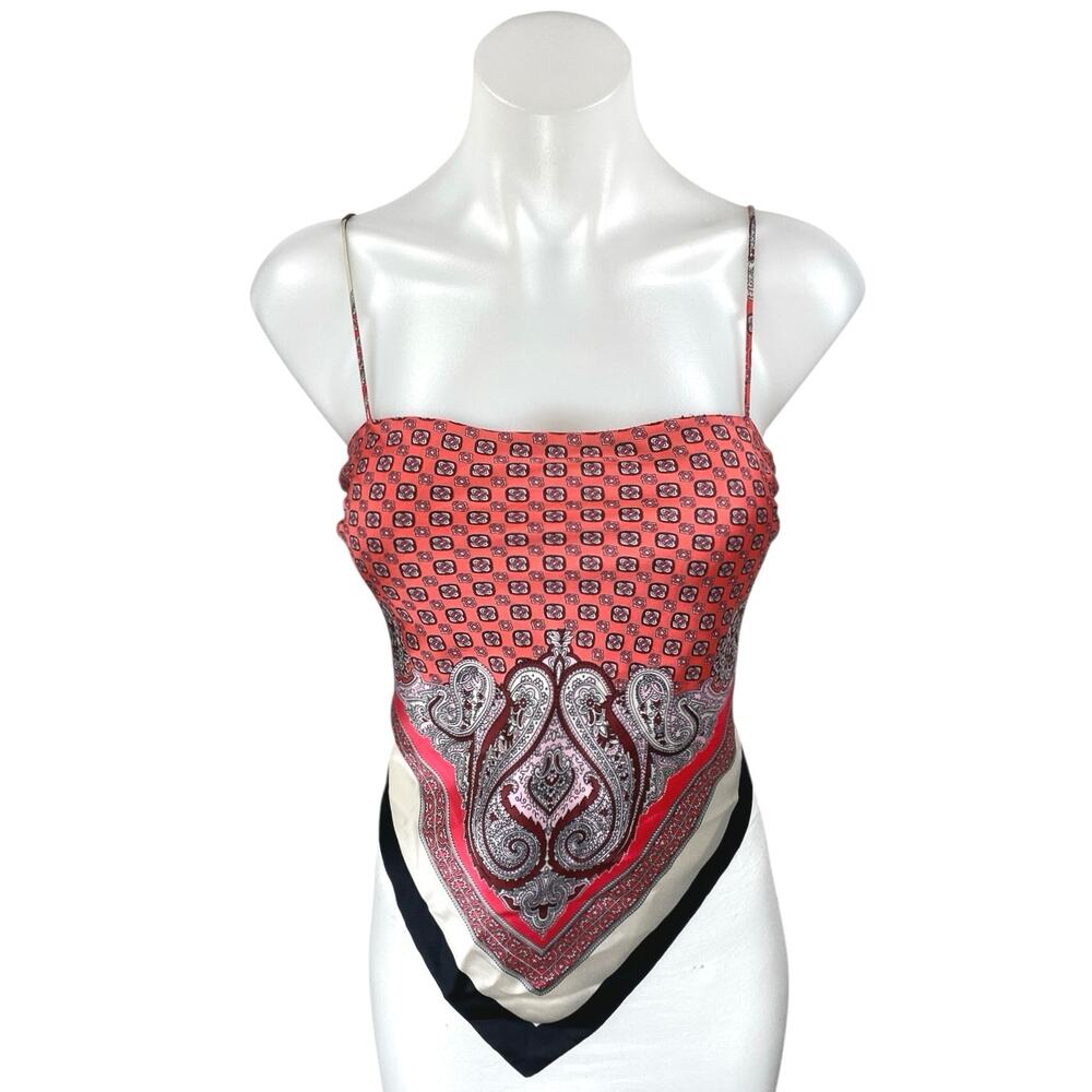 Zara Multicolor Floral Paisley Bandana Sleeveless Cami Tank Crop Top Size XS